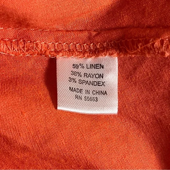 For Cynthia Linen Blend Coral Asymmetrical Sleeveless Square Neck Dress — L - Picture 11 of 11